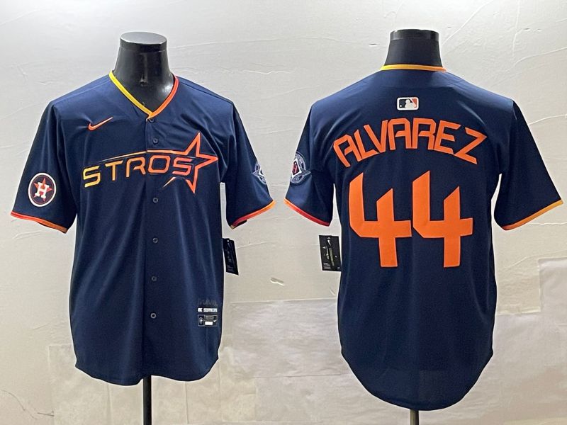 Men Houston Astros #44 Alvarez Drak Blue Three generations Joint Name 2025 Nike MLB Jersey style 8